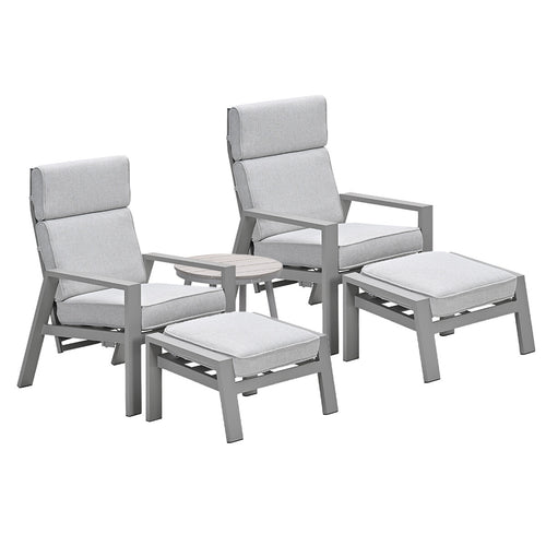 Garden Impressionsloungestoelen Lora taupe - Lucas bijzettafel Ø50 cm