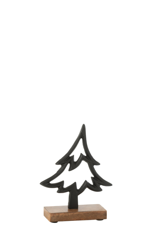 J-Line decoratie Denneboom Op Voet  - aluminium/hout - zwart - small - vtwonen shop