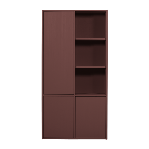 WOOOD opbergkast Merel - Grenen - Bordeauxrood - 100x200x44