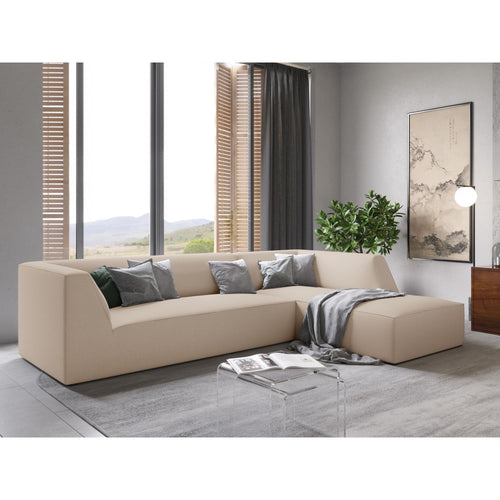 Cosmopolitan Design - Modulaire hoekbank rechts Siena 4-zits, structurele stof beige - 180x273x69cm