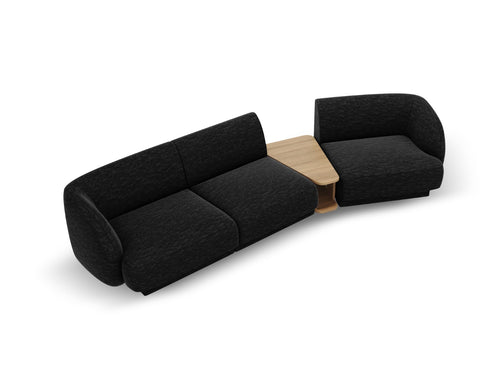 Micadoni Rechte modulaire bank Miley 3-zits, structurele stof antraciet - 126x303x70cm