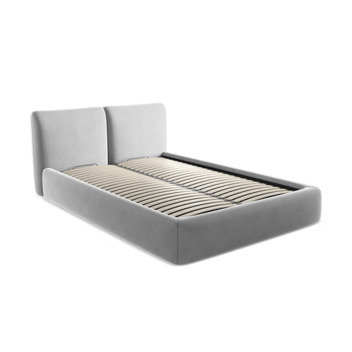 LaMiaSofa Bed met opbergruimte Milano - velours - grijs - 160x228x82
