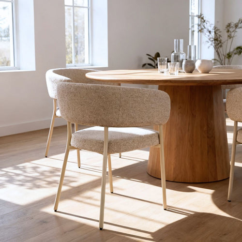 DÉJA Living Eetkamerstoel Malilla - Beige Stof - Set van 2