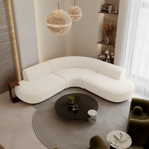 Premium Interiors - Hoekbank WONDER - bouclette crème 90cm