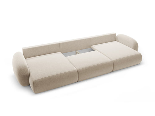 Cosmopolitan Design Converteerbare panoramische bank met opbergdoos Tonale 5-zits, chenille donkerbeige - 149x362x88cm