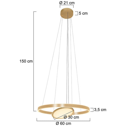 Steinhauer hanglamp Ringlux - 2 lichts - 60x 150 cm - mat goud - vtwonen shop