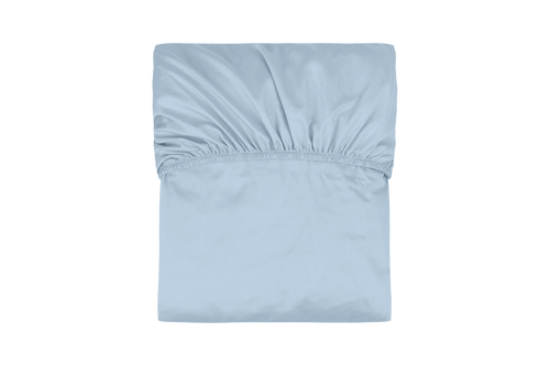 noo.ma Oba hoeslaken double organic cotton - Baby Blue, 200x200 cm, tot 30 cm matrashoogte