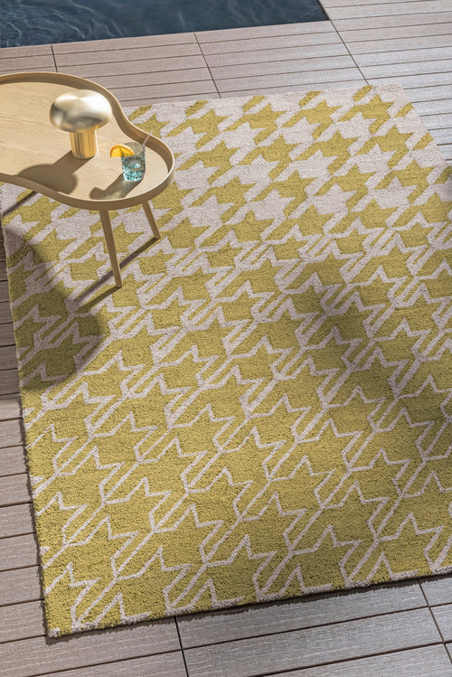 Vloerkleed Ted Baker Houndstooth Mustard Outdoor 140x200 cm - vtwonen shop