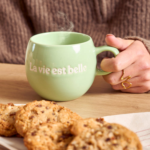Salt & Pepper - Beker 42cl "La vie est belle" groen Muggies