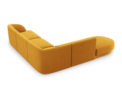 Micadoni linker hoekbank Miley 6-zits, flueel, geel - 248x255x70cm