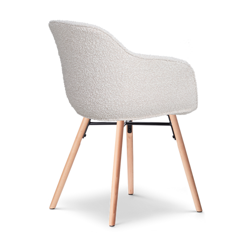 Nolon Nena-Mare Eetkamerstoel Bouclé Beige - Armleuning - Houten Poten - vtwonen shop