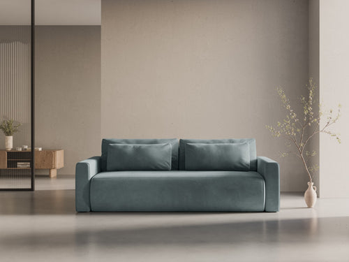 Cosmopolitan Design Slaapbank met opbergdoos Belfast 3-zits, flueel blauw grijs - 105x238x84cm