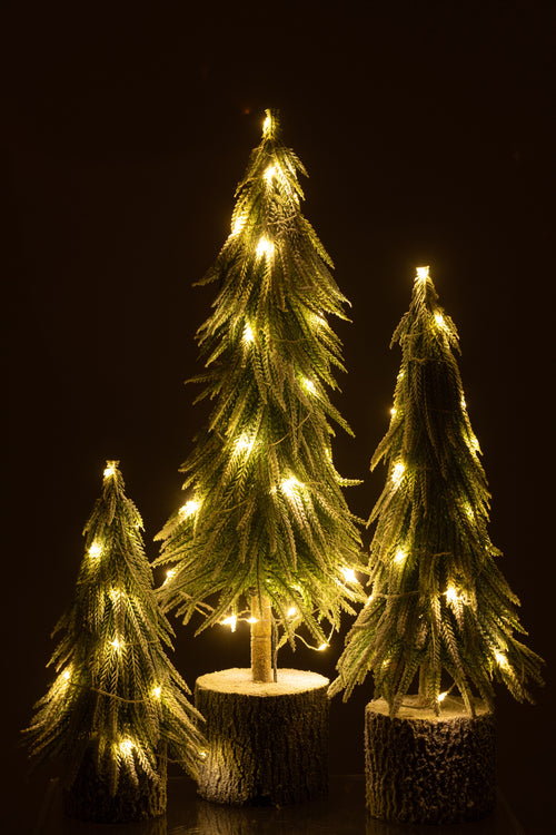 J-Line decoratie kerstboom Sneeuw - kunststof - groen - large - LED lichtjes