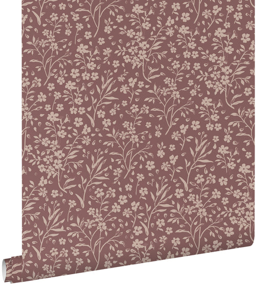 ESTAhome behang bloemetjes mauve paars - 50 x 900 cm - 132233