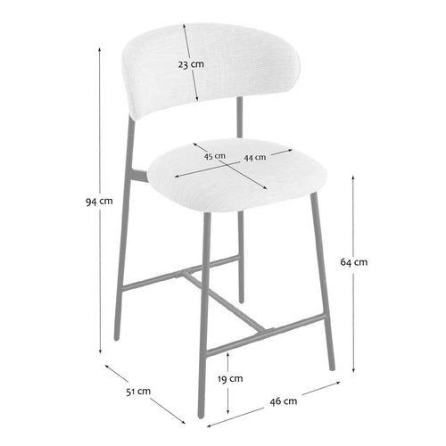 Calicosy - DRACO Set van 2 krukken - Grijs - 53x52x94 cm