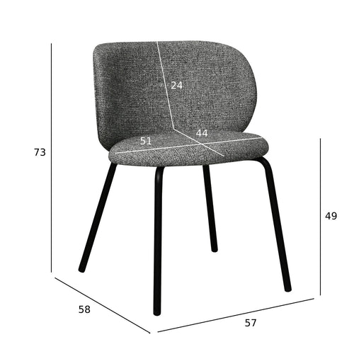 Furnhouse eetkamerstoel Nanna - Grijs - Stof (Bouclé) - Set van 6
