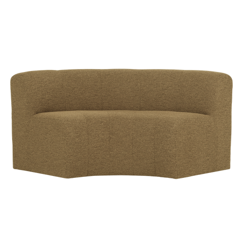 WOOOD eetbank halfronde hoek rug Mojo Base - Bouclé - Geel/Bruin - 83x152x76