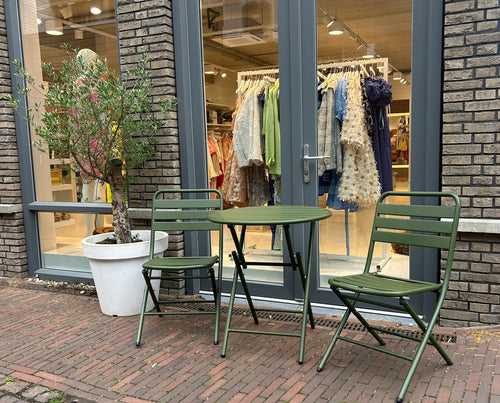 MaximaVida inklapbare metalen ronde tuintafel Max 70 cm olijfgroen