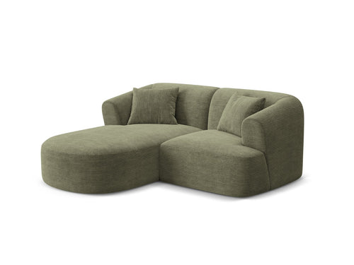 Cosmopolitan Design Modulaire hoekbank links Campi 3-zits, ribfluwelen mosgroen - 156x180x70cm