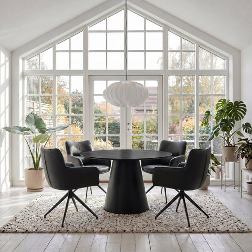Furnhouse eetkamerstoelen armleuning Jessica - Zwart - Kunstleer - Set van 2