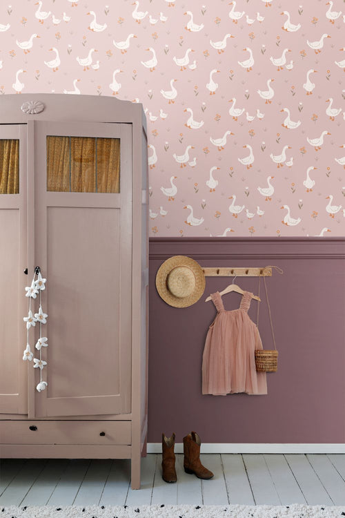 ESTAhome behang schattige ganzen roze - 50 x 900 cm - 131829
