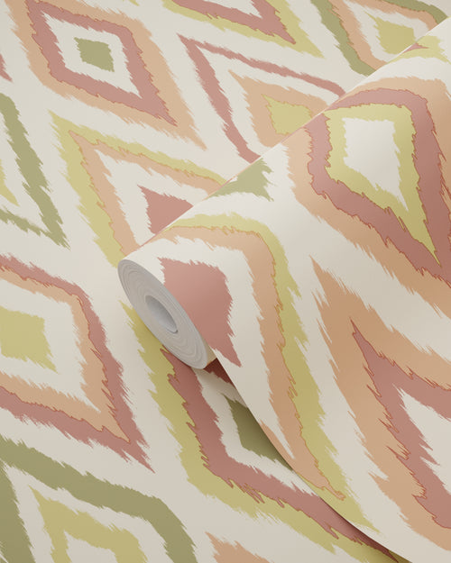 ESTAhome behang ruiten beige, paars en groen - 50 x 900 cm - 131693