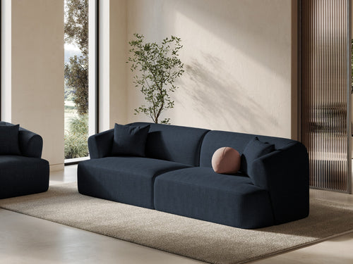 Cosmopolitan Design Modulaire bank Campi 4-zits, structurele stof koningsblauw - 90x255x70cm