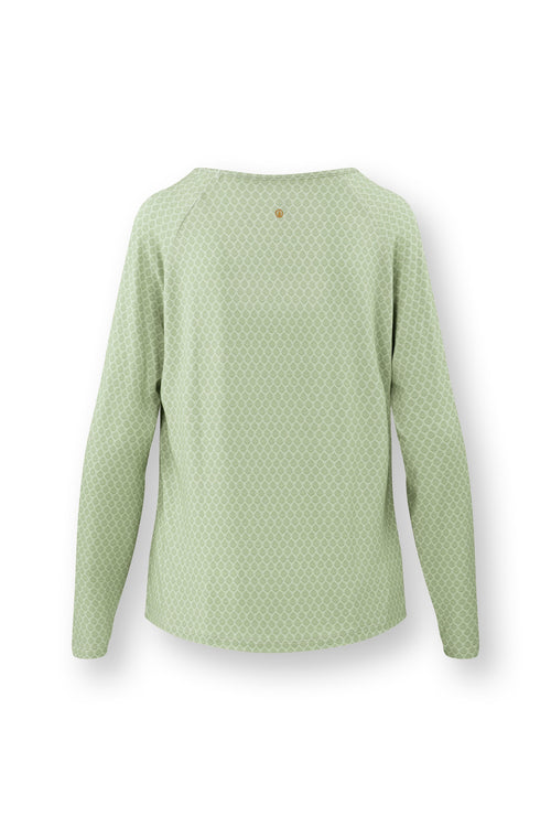 Pip Studio - Tina Pyjama t-shirt - Lange mouw Dames - Thousand Leaves - Lichtgroen - S