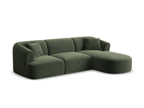 Cosmopolitan Design Modulaire hoekbank rechts Campi 4-zits, flueel groente - 156x256x70cm