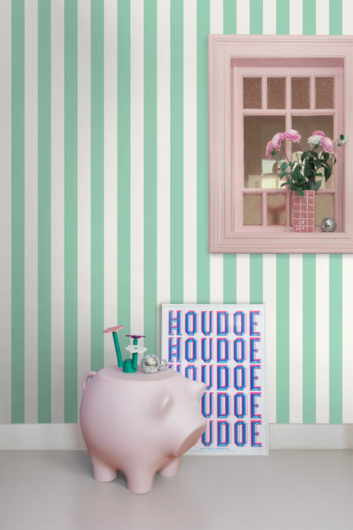 ESTAhome behang strepen mintgroen en wit - 53 cm x 10.05 m - 139910 - vtwonen shop