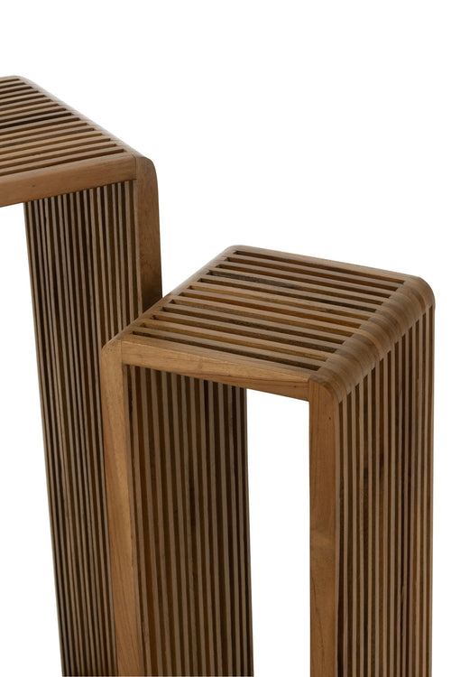 J-Line bijzetafel Kubus - hout - naturel - set van 2