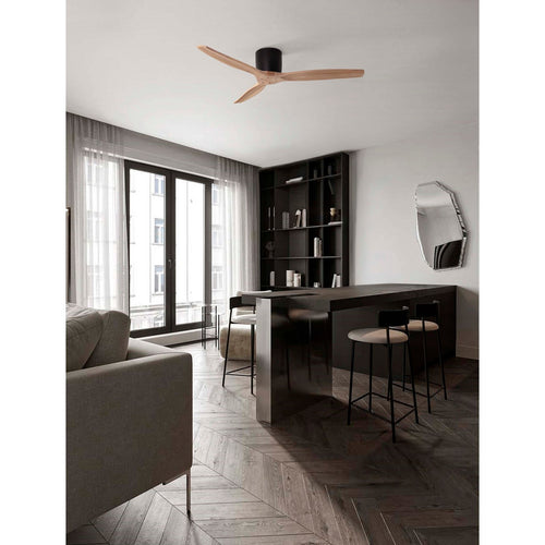 Nova Luce NINEMIA Plafondventilator Sandy Black, Naturel Hout, Bladen in Sandy Black & Naturel Houtkleur, 6 Snelheden, DC-motor, 40W