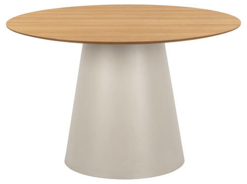 Rebellenclub Eetkamertafel Leeds - ø120 cm - Greige met Eiken Blad