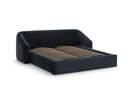 Cosmopolitan Design Opbergbed met hoofdeinde Campi 200x140cm flueel donkerblauw - 230x208x80cm