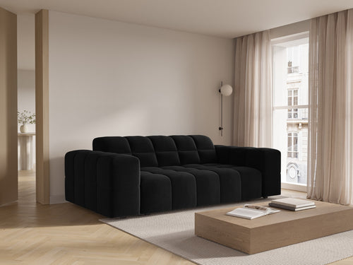 Cosmopolitan Design Bank Chicago 2-zits, flueel zwart - 102x178x78cm