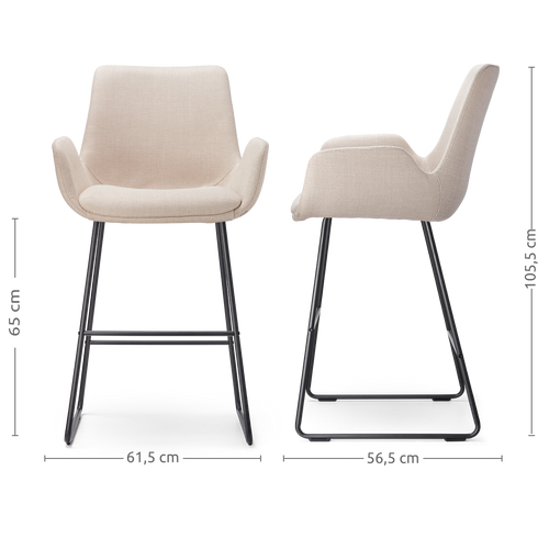 Nolon Nino-Eef Barkruk Beige - met Armleuning - Zwart - 65 cm
