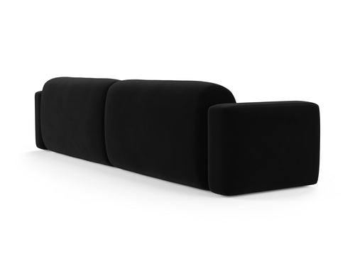Cosmopolitan Design Modulaire bank Strino 4-zits, flueel zwart - 98x240x78cm