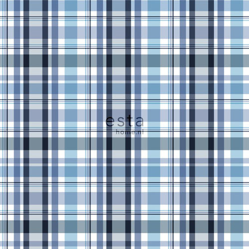 ESTAhome behang ruiten blauw - 53 cm x 10.05 m - 138820