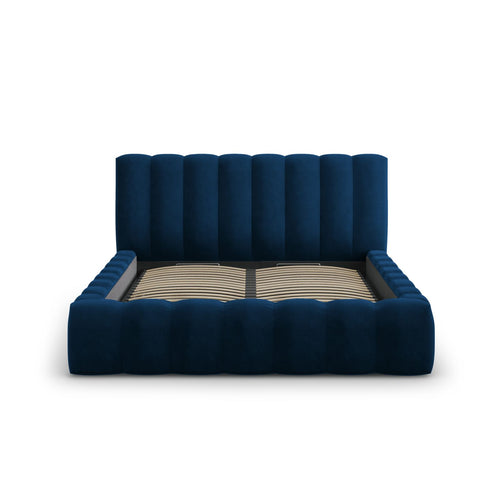 Cosmopolitan Design - Opbergbed met hoofdeinde Palma 200x140cm flueel koningsblauw - 230x165x94cm