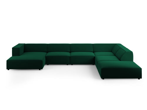 Cosmopolitan Design Panoramische hoekbank rechts Arendal 7-zits, flueel, flessengroen - 262x364x70cm