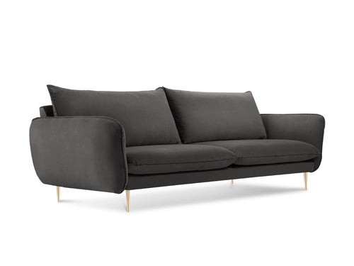 Cosmopolitan Design Bank Vienna 4-zits, flueel, donkergrijs - 92x230x95cm
