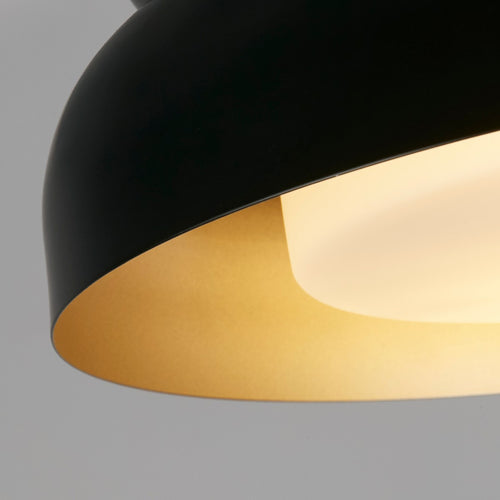 Searchlight Kendal 2-lichts plafondlamp, zwart en goudkleurig metaal met matte diffuser