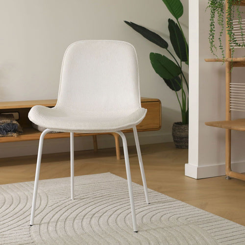 Nolon Nora-Fé Eetkamerstoel Ribstof Créme - Stof - Witte Poten - vtwonen shop