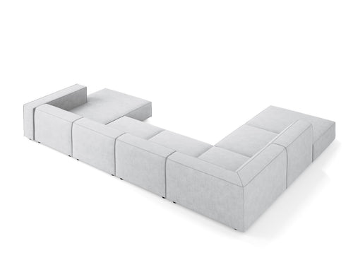 Cosmopolitan Design Panoramische hoekbank links Arendal 7-zits, chenille met ribbeleffect, lichtgrijs - 262x364x70cm