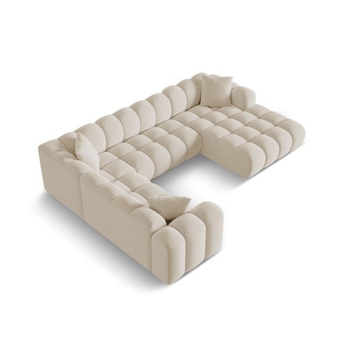 Cosmopolitan Design - Panoramische hoekbank links Treno 4-zits, flueel donkerbeige - 240x330x70cm