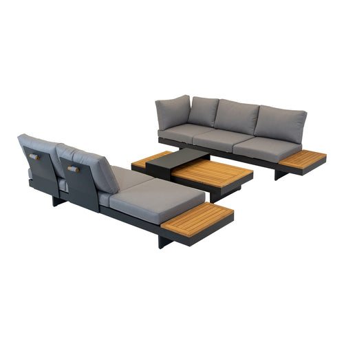 Lesli Living loungebank Barbados - grijs - 245x71x70cm