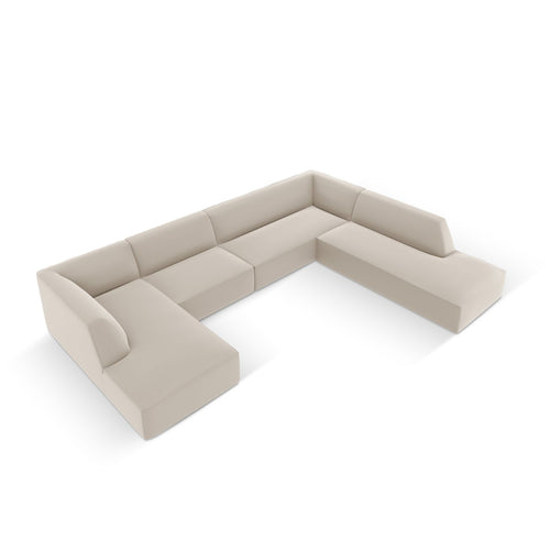 Cosmopolitan Design - Modulaire panoramische hoekbank rechts Siena 7-zits, imitatieleer duif - 273x366x69cm
