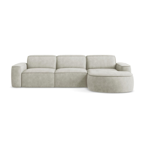 LaMiaSofa hoekbank rechts Melissa - chenille stof - parel - 284x166x70