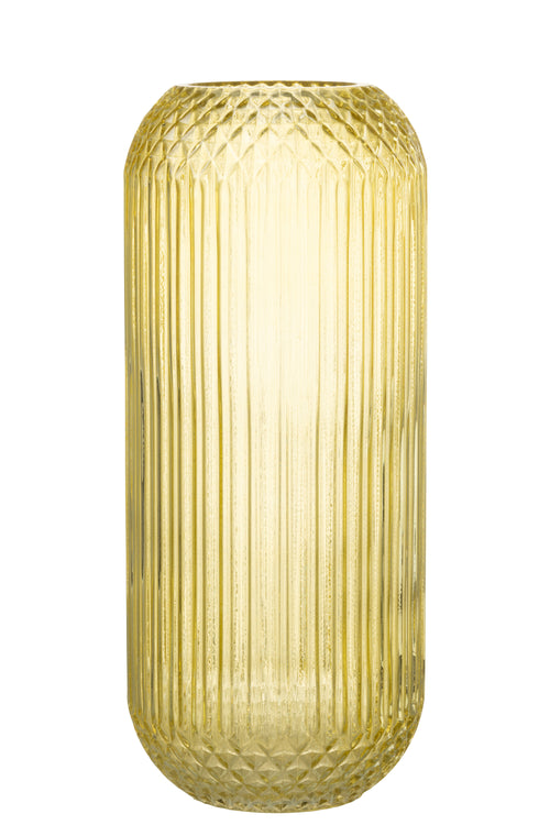 J-Line vaas Recht Geslepen - glas - geel - large - 36.5 cm hoog