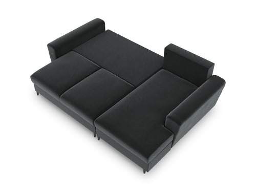 Cosmopolitan Design Converteerbare hoekbank rechts met opbergdoos Kyoto 4-zits, flueel, donkergrijs - 145x241x88cm